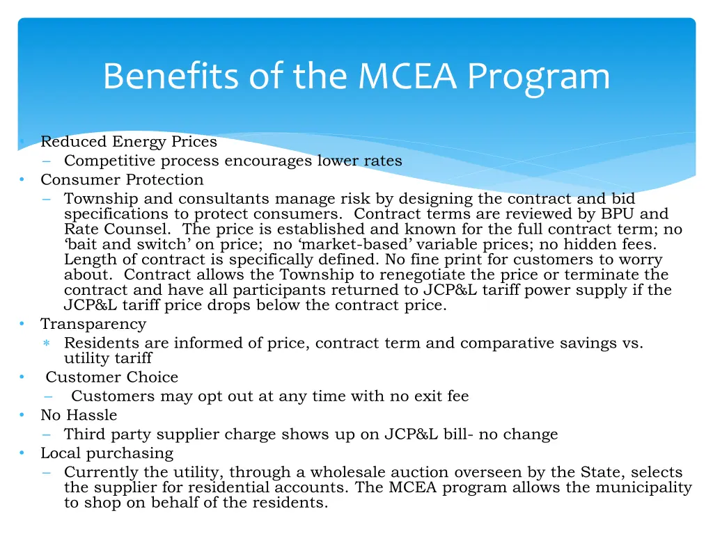 benefits of the mcea program