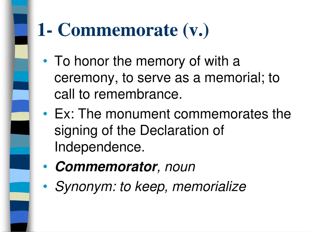 1 commemorate v