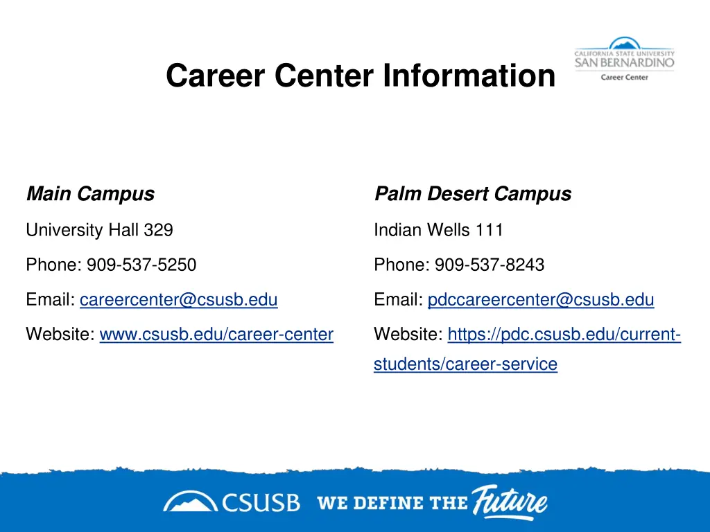 career center information