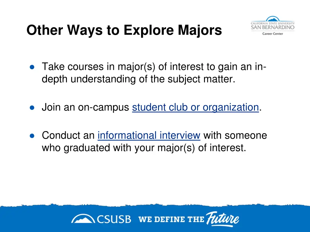 other ways to explore majors