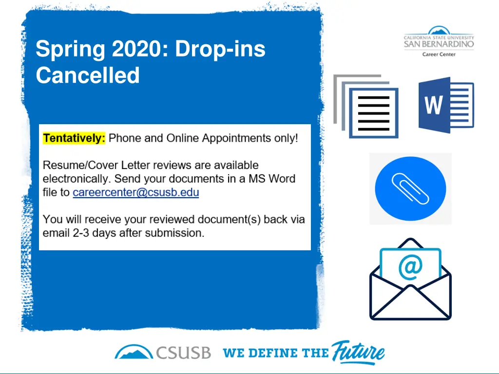 spring 2020 drop ins cancelled