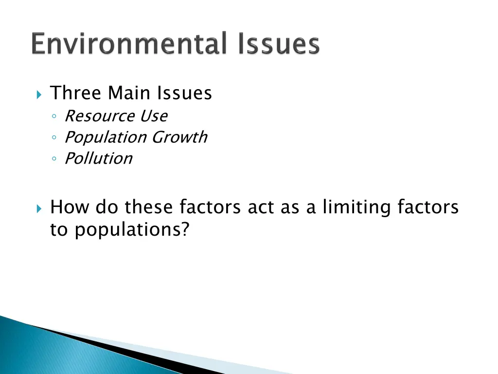 three main issues resource use population growth