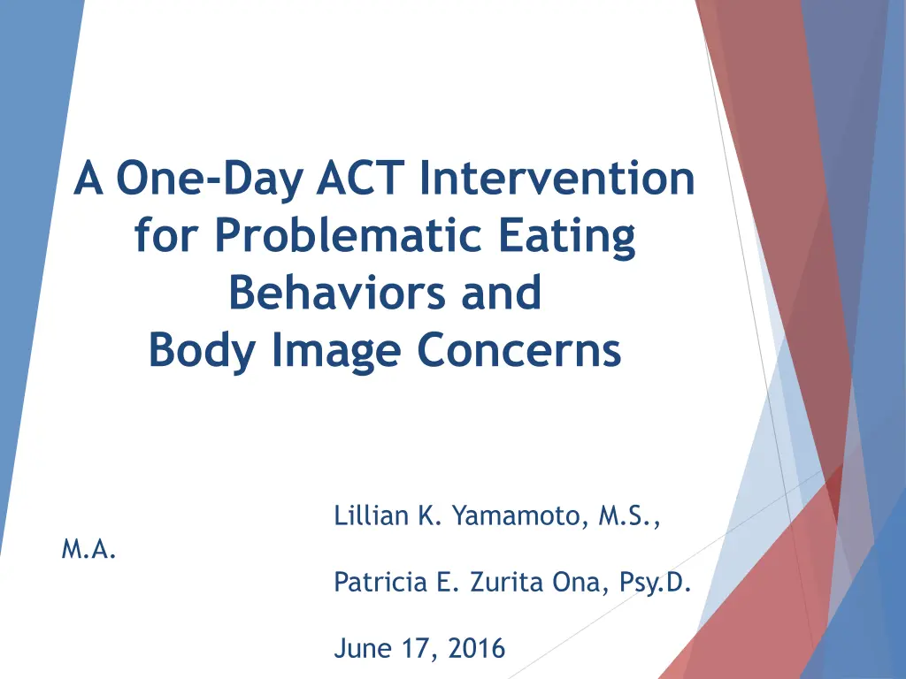 a one day act intervention for problematic eating