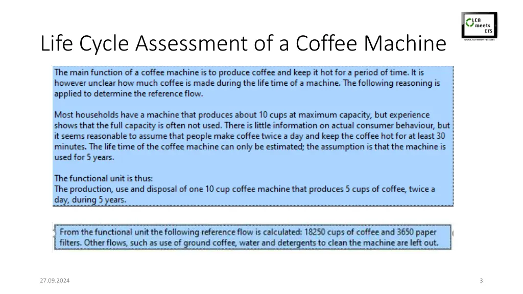 life cycle assessment of a coffee machine