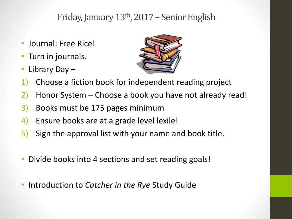 friday january 13 th 2017 senior english