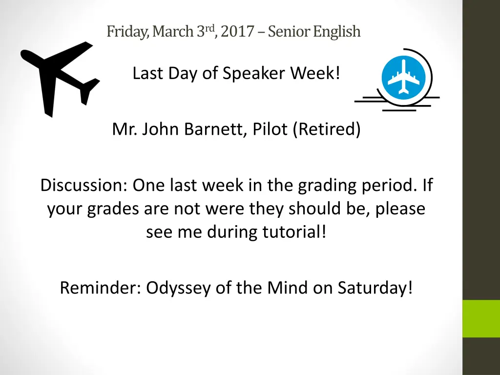 friday march 3 rd 2017 senior english