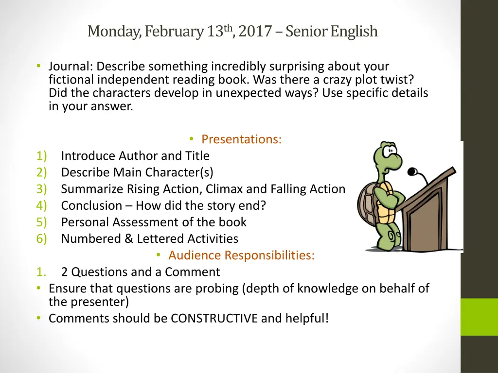 monday february 13 th 2017 senior english