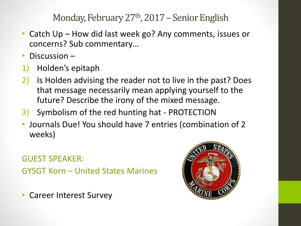 monday february 27 th 2017 senior english