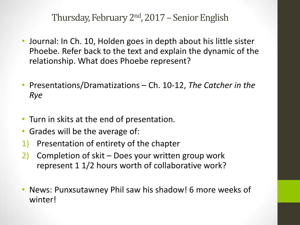 thursday february 2 nd 2017 senior english