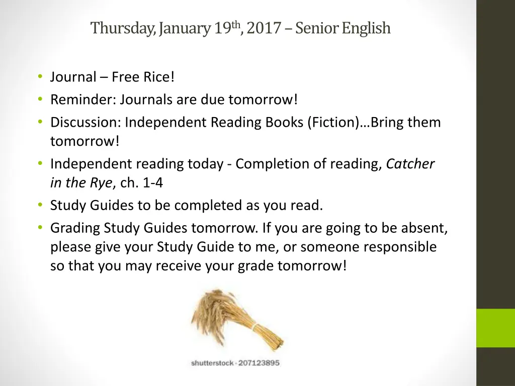 thursday january 19 th 2017 senior english