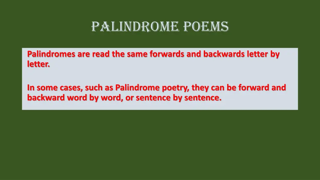 palindrome poems