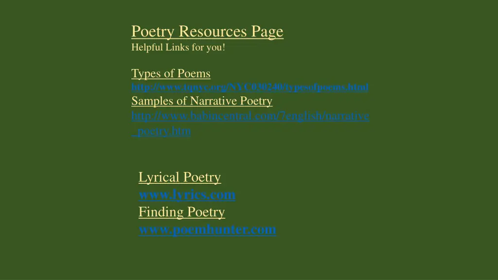 poetry resources page helpful links for you