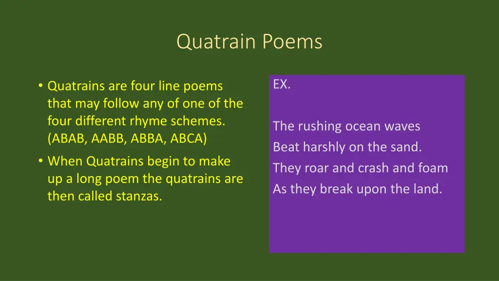 quatrain poems