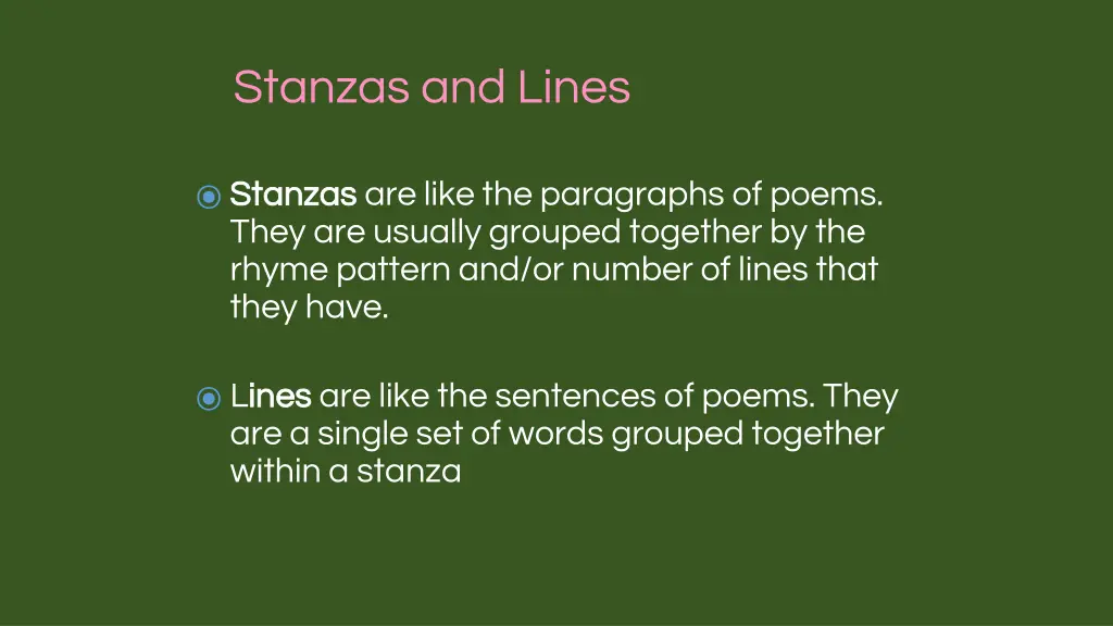 stanzas and lines