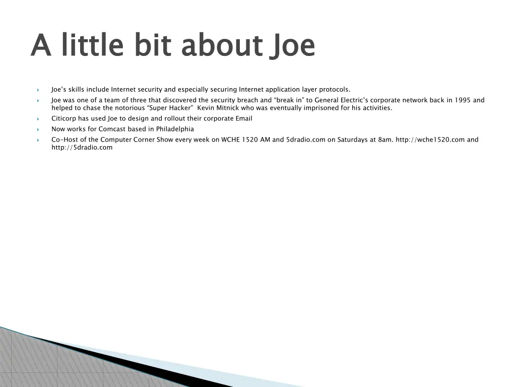 a little bit about joe 1