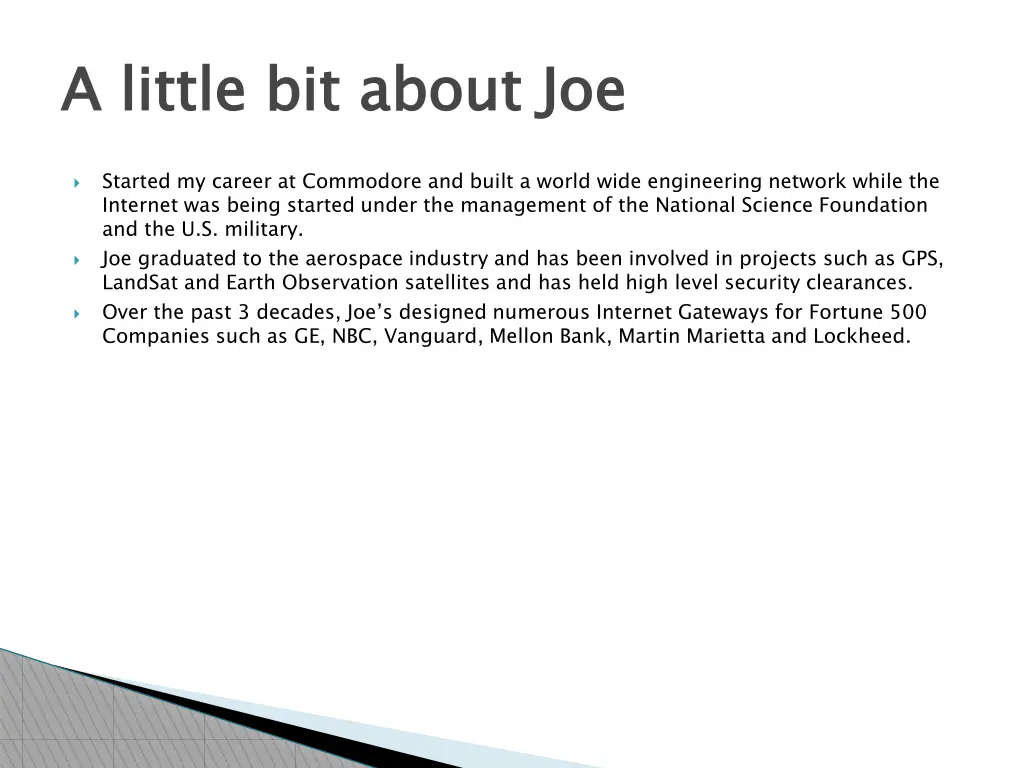 a little bit about joe