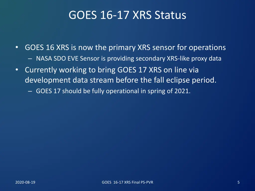 goes 16 17 xrs status