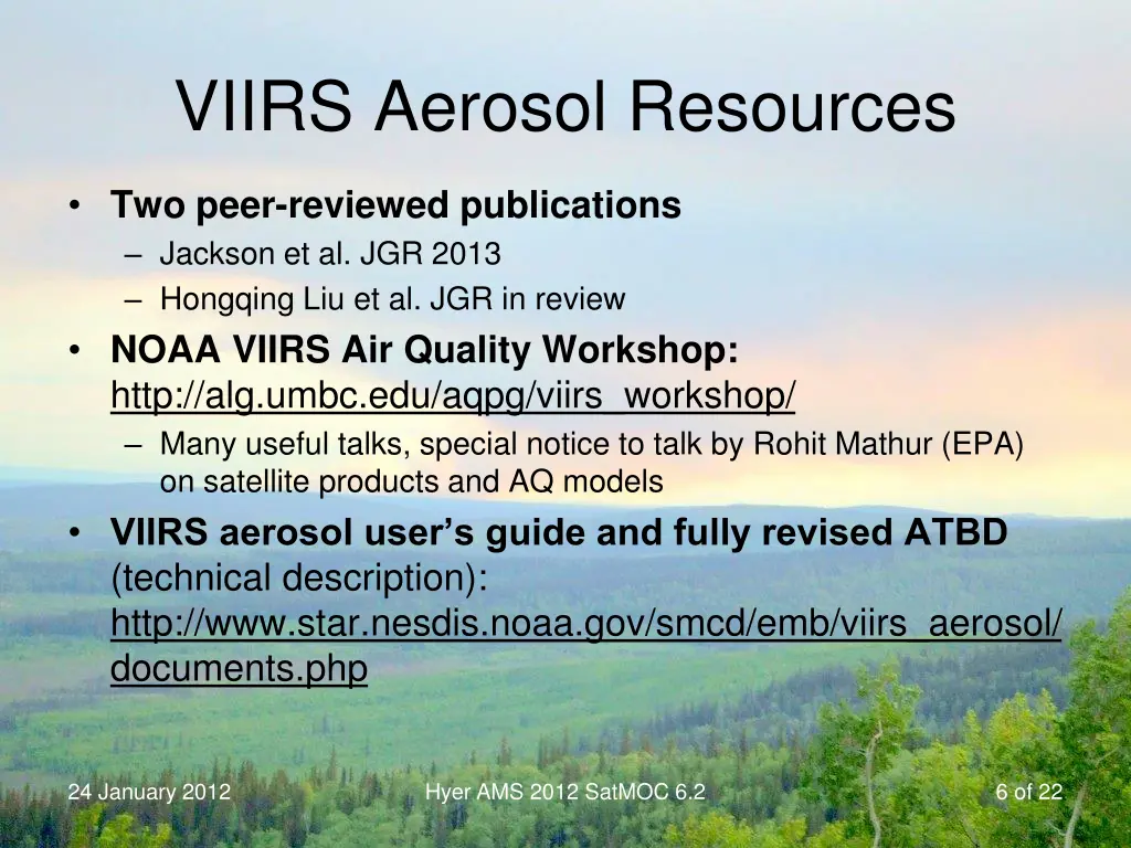 viirs aerosol resources