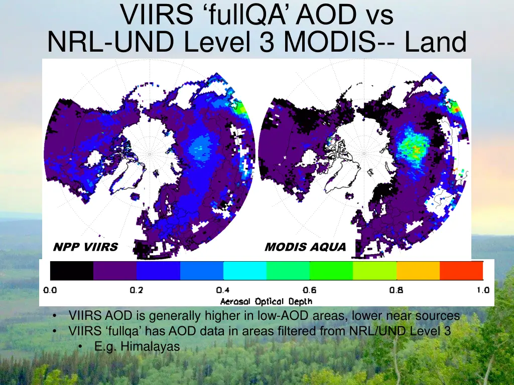 viirs fullqa aod vs nrl und level 3 modis land