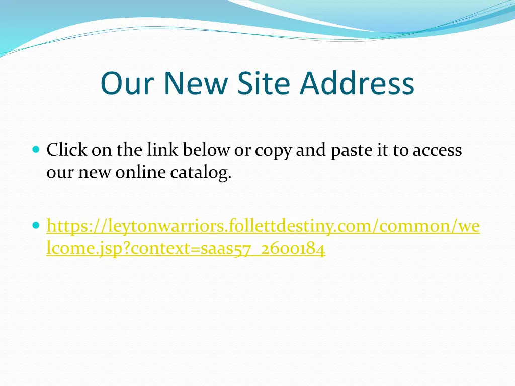 our new site address