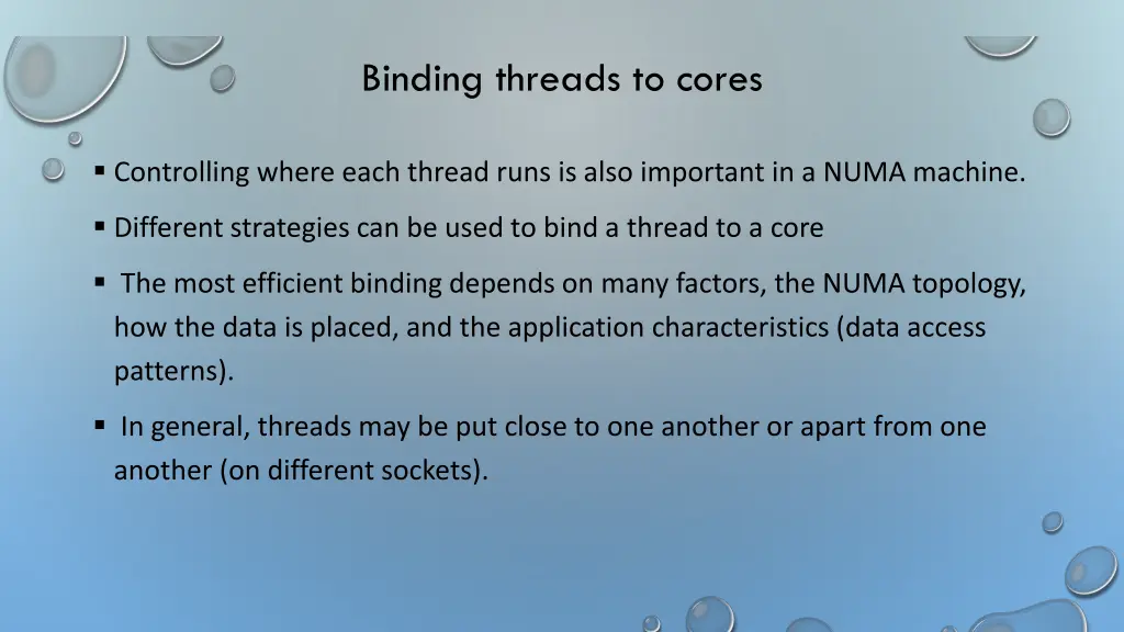 binding threads to cores