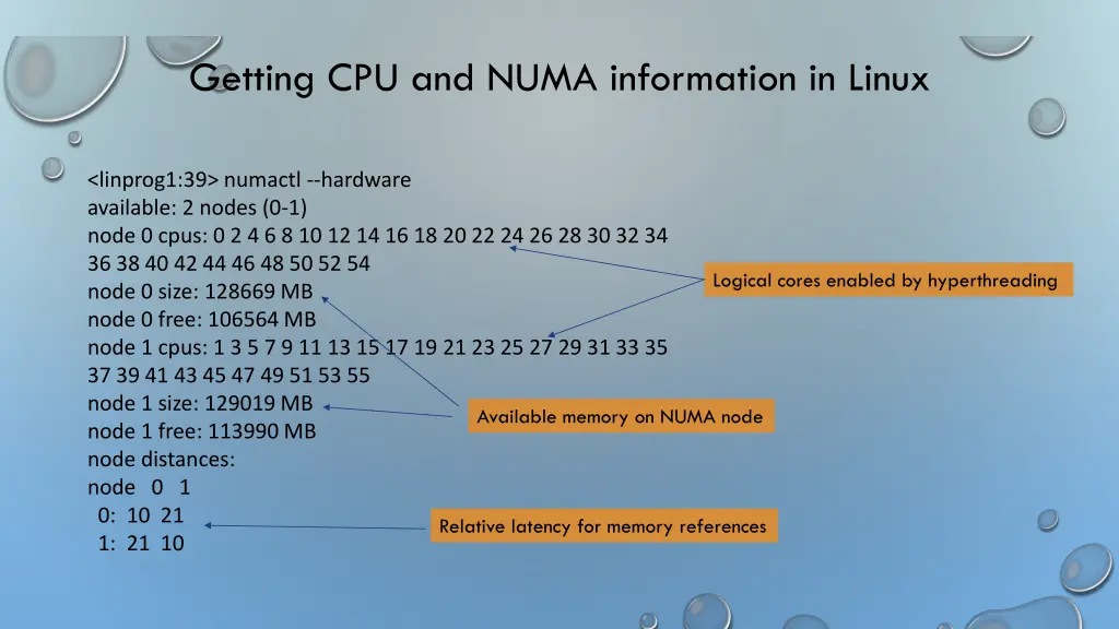 getting cpu and numa information in linux 1