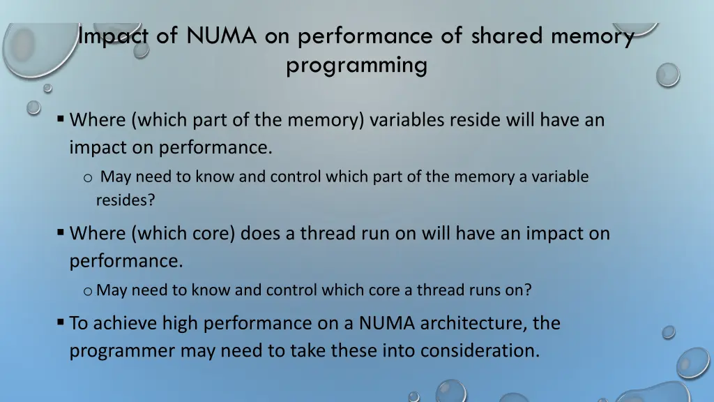 impact of numa on performance of shared memory