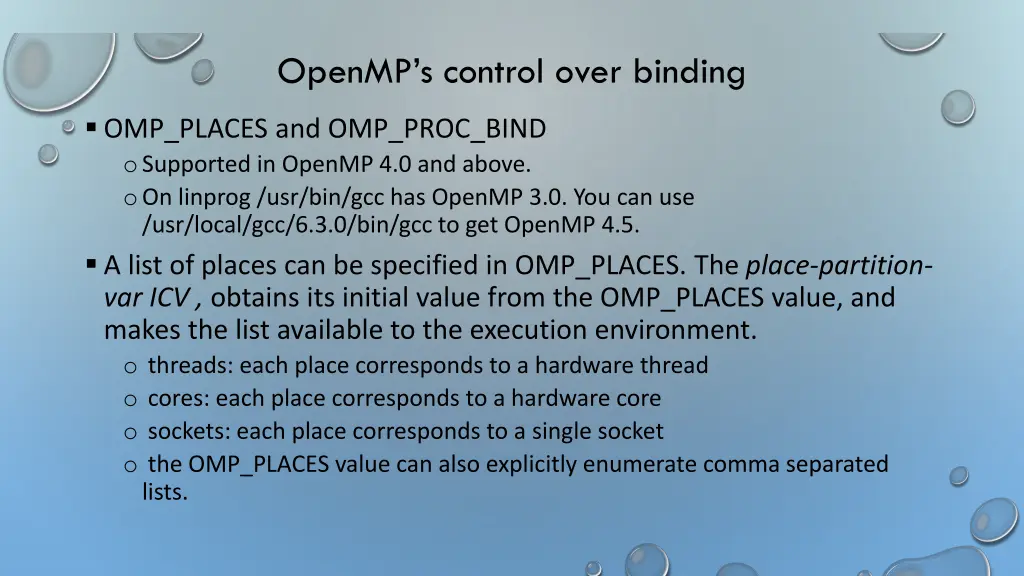 openmp s control over binding