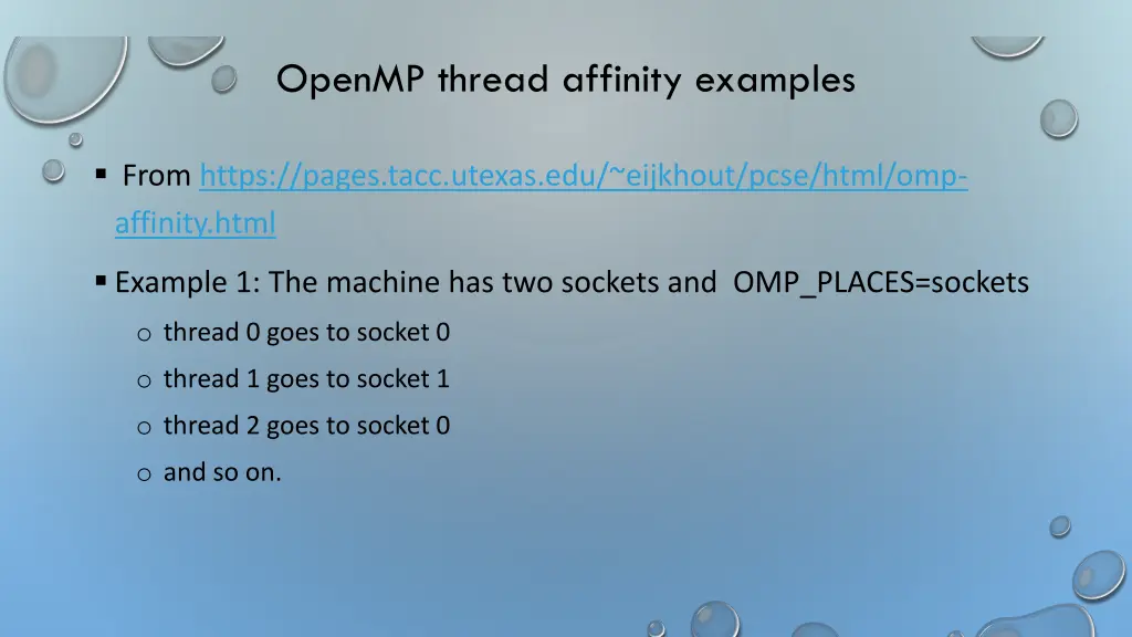 openmp thread affinity examples