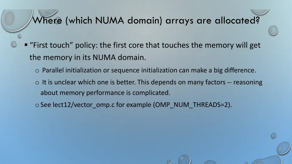 where which numa domain arrays are allocated 1