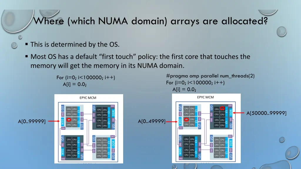 where which numa domain arrays are allocated