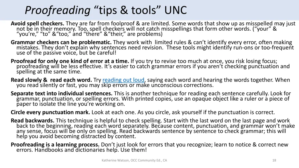 proofreading tips tools unc