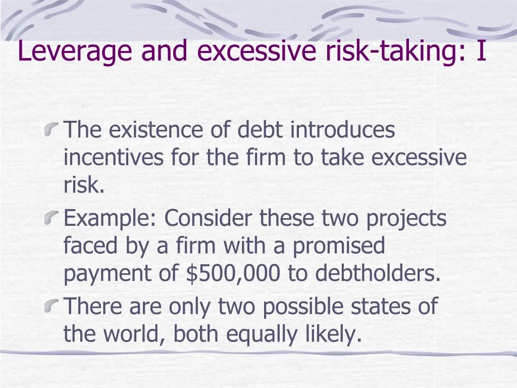 leverage and excessive risk taking i