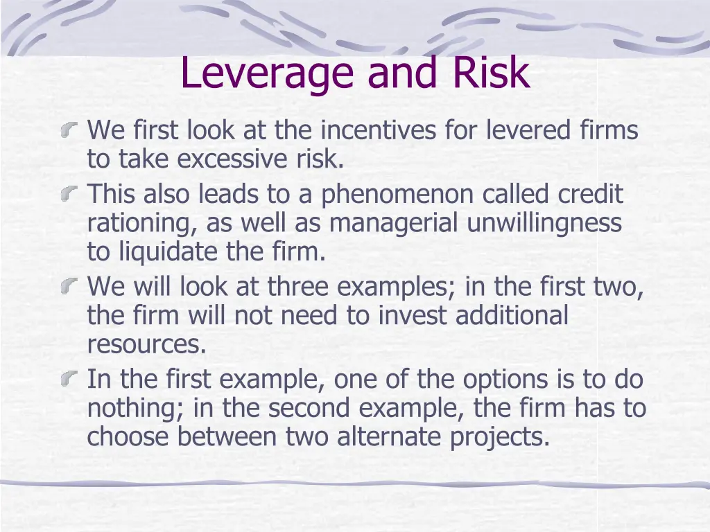 leverage and risk