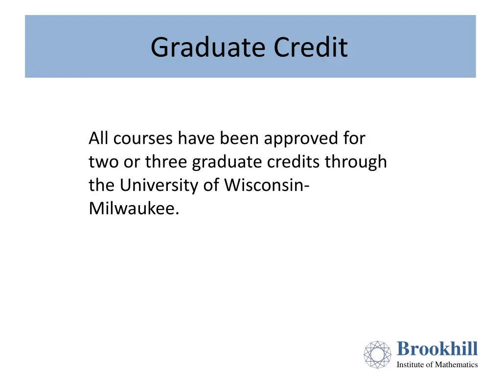 graduate credit