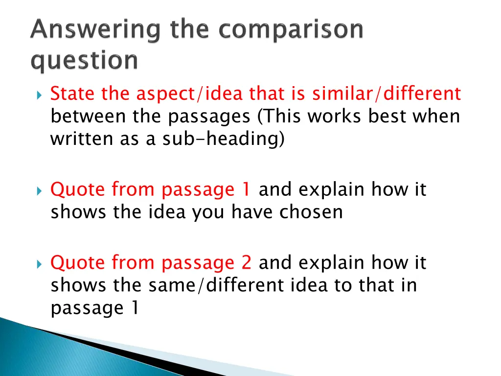 state the aspect idea that is similar different