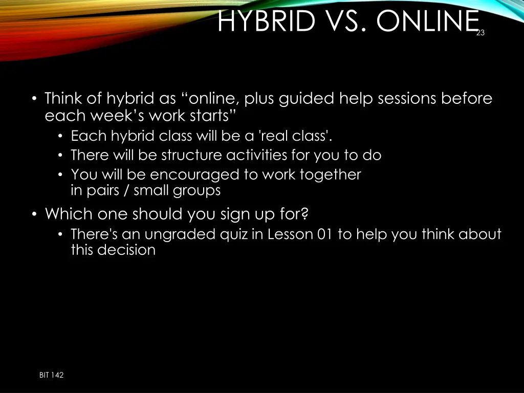 hybrid vs online