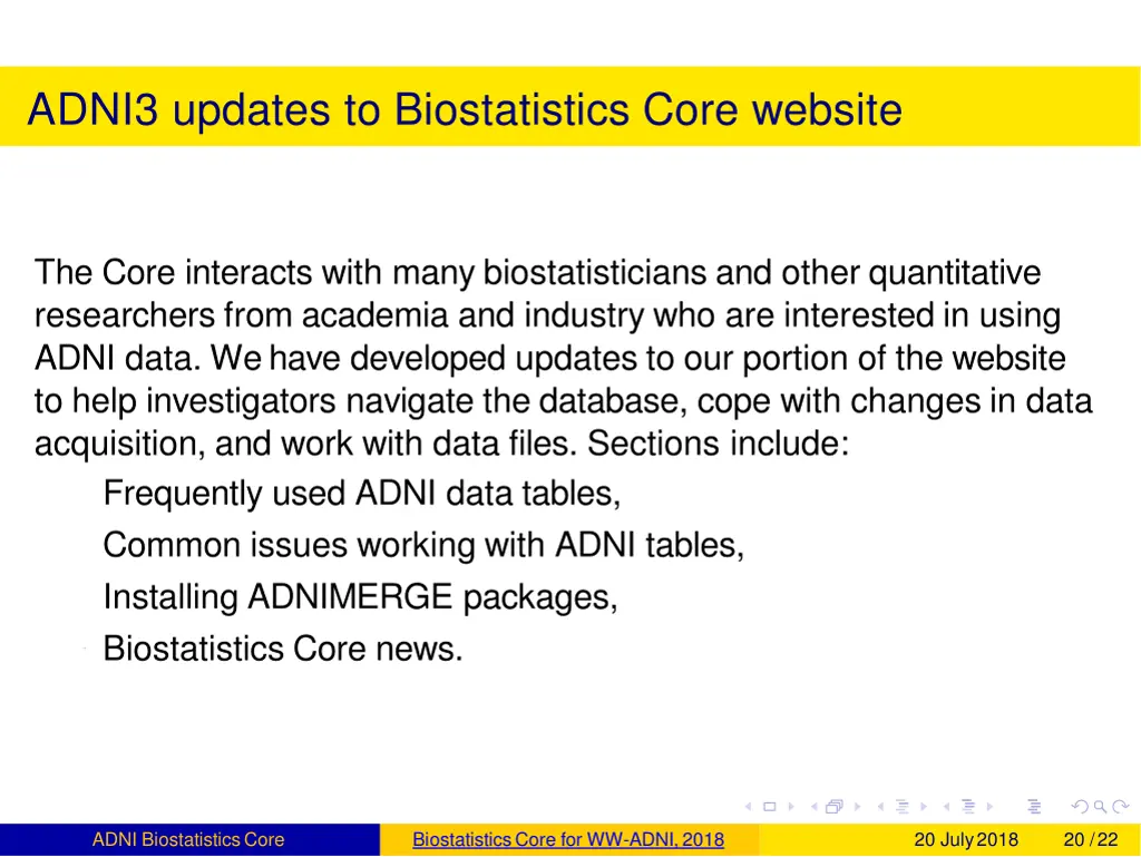 adni3 updates to biostatistics core website