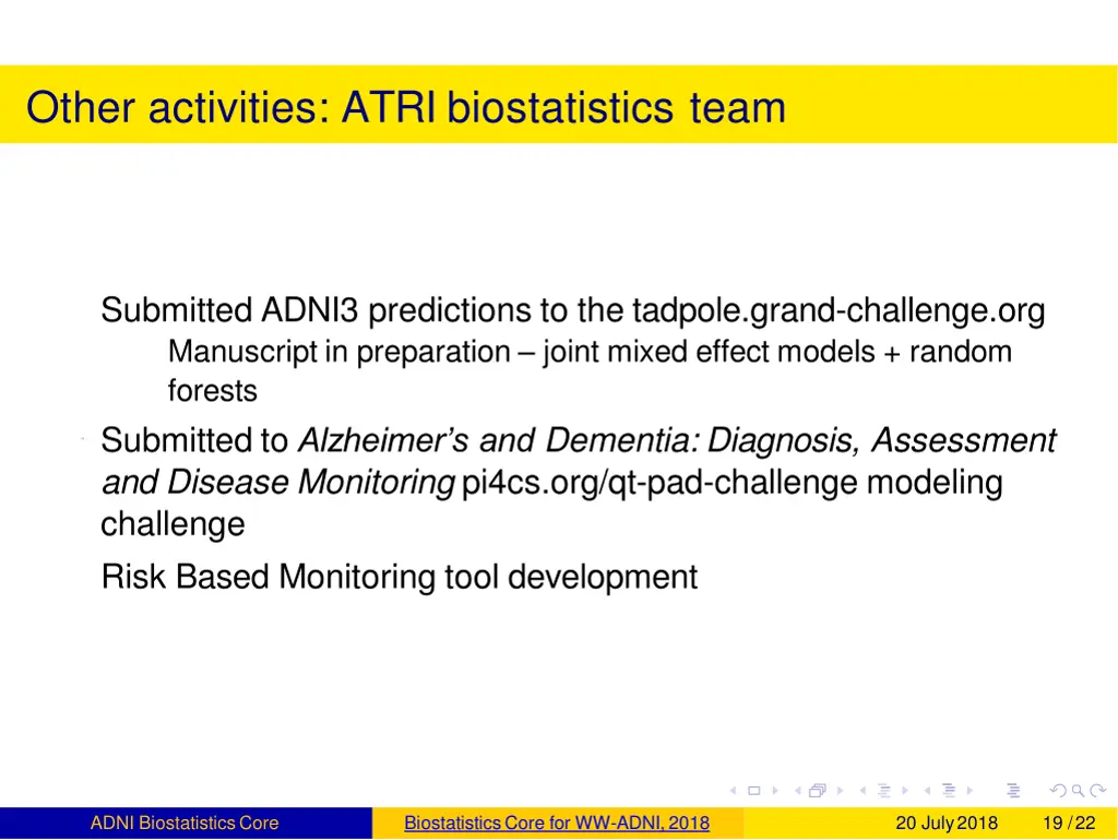 other activities atri biostatistics team