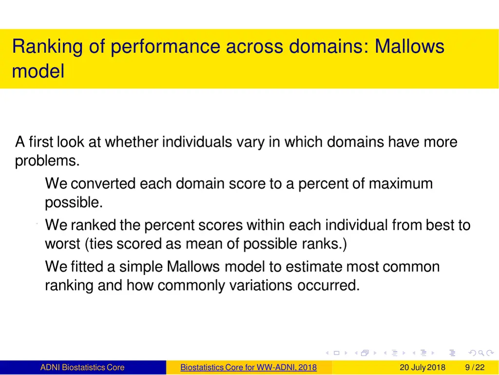 ranking of performance across domains mallows