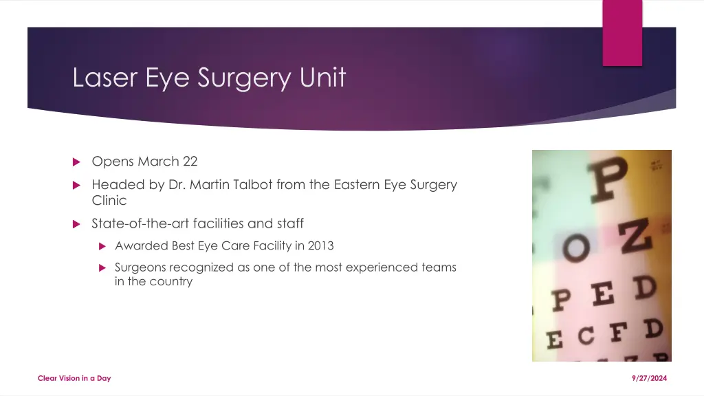 laser eye surgery unit