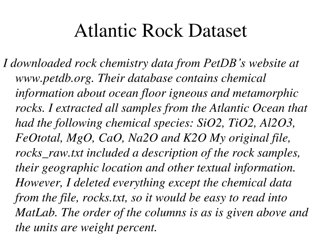 atlantic rock dataset