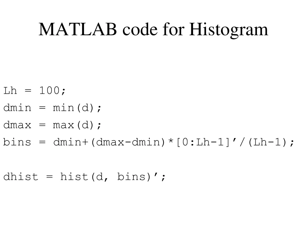 matlab code for histogram