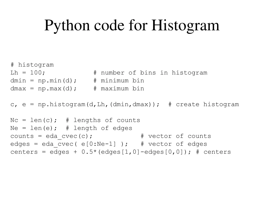 python code for histogram