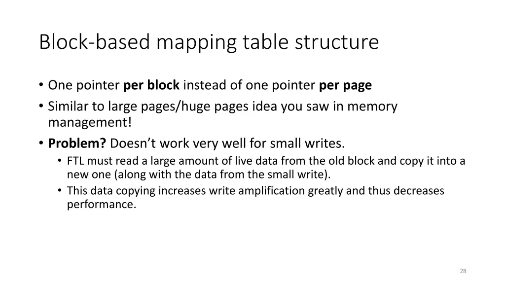 block based mapping table structure