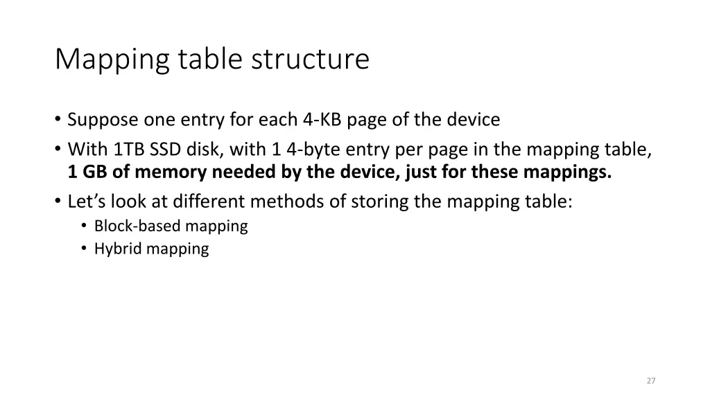 mapping table structure