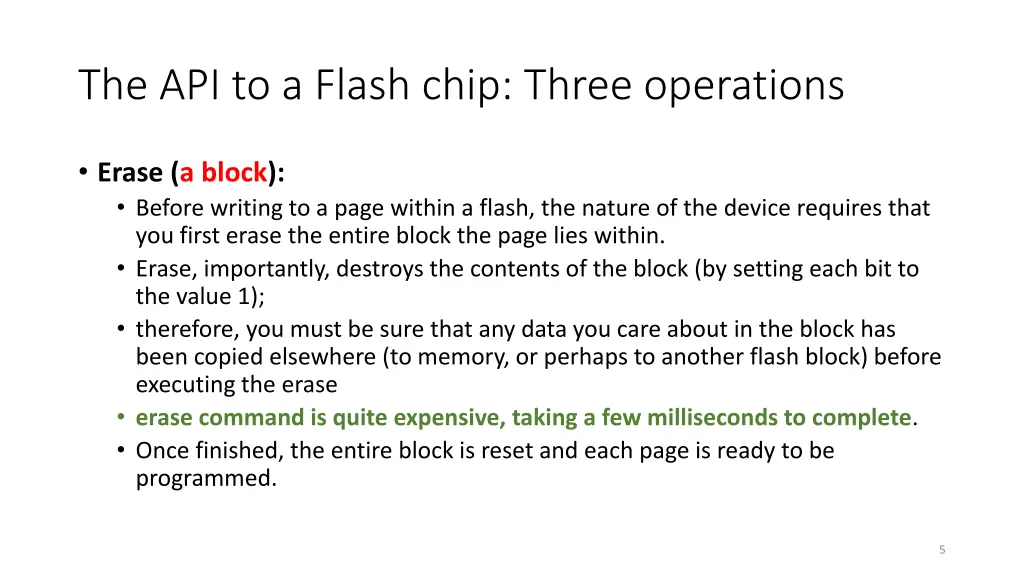 the api to a flash chip three operations 1