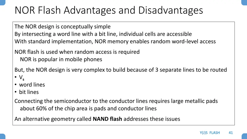 nor flash advantages and disadvantages