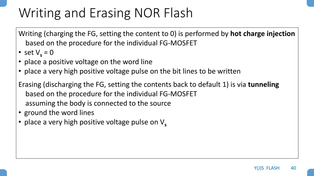 writing and erasing nor flash