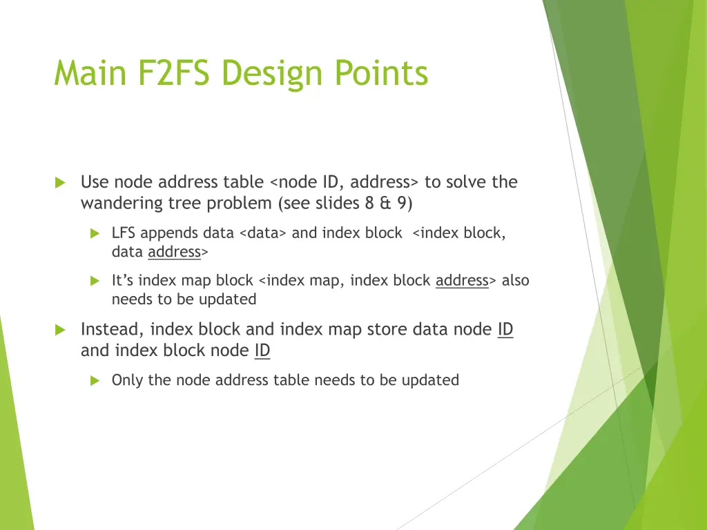 main f2fs design points 1